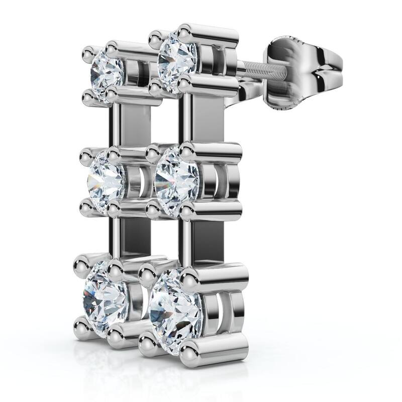 Bliss Diamond 1ct Three Stone Diamond Earrings White Gold