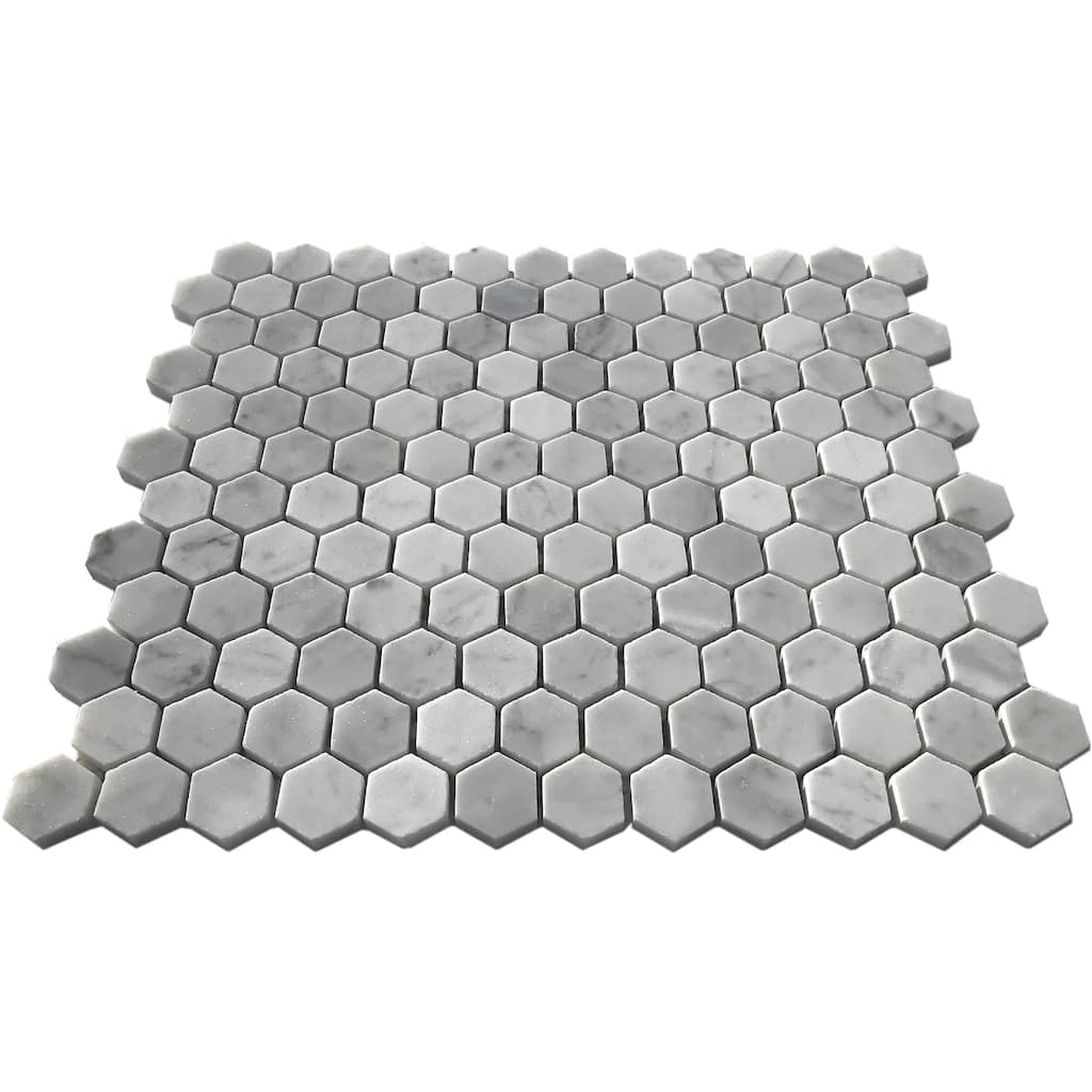 Carrara Marble 1" x 1" Honeycomb Polished Mosaic Tile