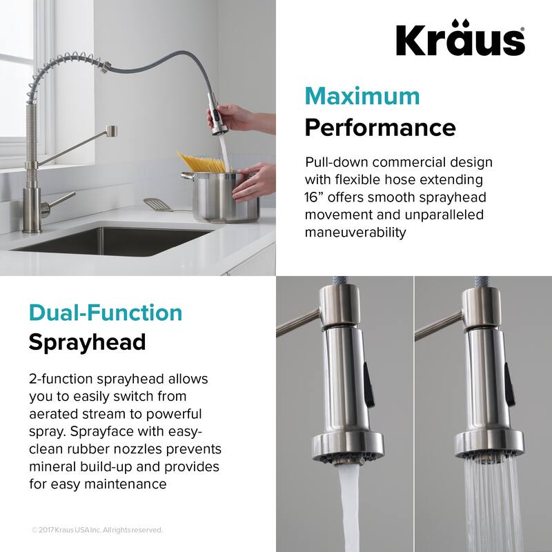 Kraus Bolden 2-Function 1-Handle Commercial Pulldown Kitchen Faucet