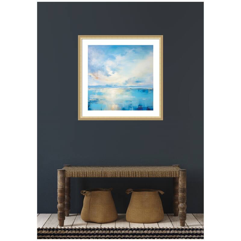 Kate and Laurel Framed Art Serence Coastal Waters Tranquil Landscape by The Creative Bunch Studio