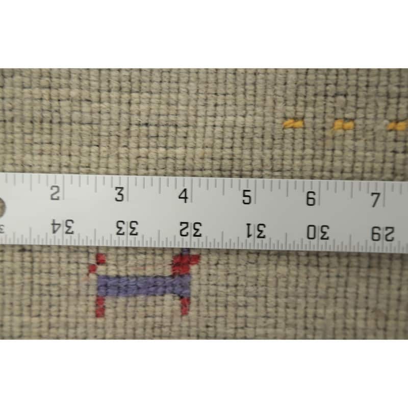 Hand Knotted Oriental 100% Wool Carpet Tribal Animal Pictorial Beige & Ivories Gabbeh Area Rug - 3' 0'' X 2' 0''
