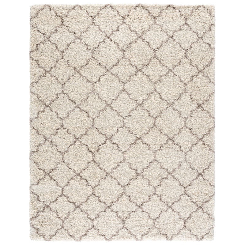SAFAVIEH Hudson Shag Jeryl Glam Trellis 2-inch Area Rug - 8' x 10' - Ivory/Beige