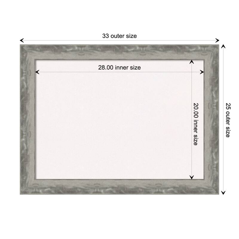 Waveline Silver Narrow Framed White Corkboard Bulletin Board - Board Size 28x20