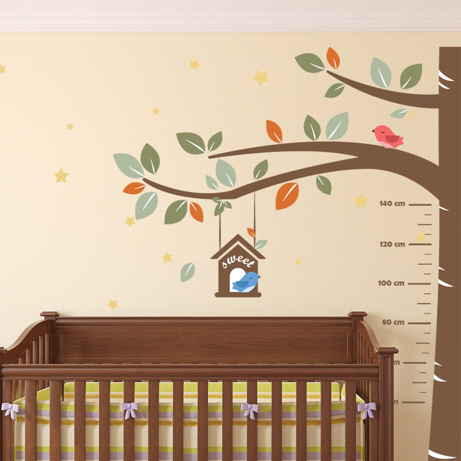 220cm Height Nursery Cot side tree with Owls & Butterflies removable wall decals 220cm Height Nursery Cot side tree with Owls & Butterflies removable wall decals