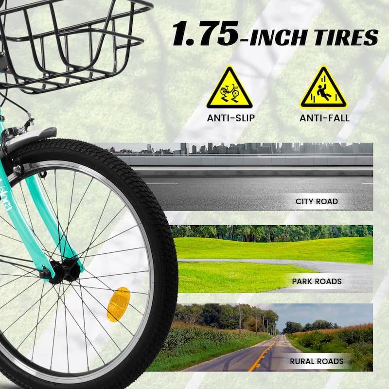 20 Inch Kids Bike for Boys & Girls, Single Speed Bicycle with Coaster Brake, V-Brake & Rear Rack