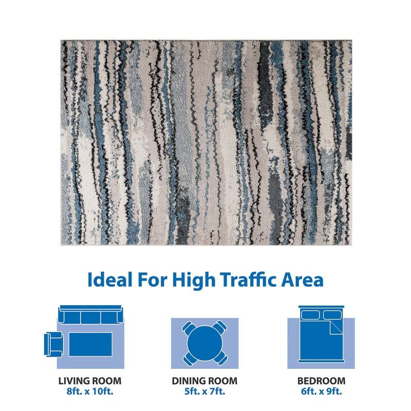 Watercolor Abstract Stripe Woven Area Rug - 5'x7'