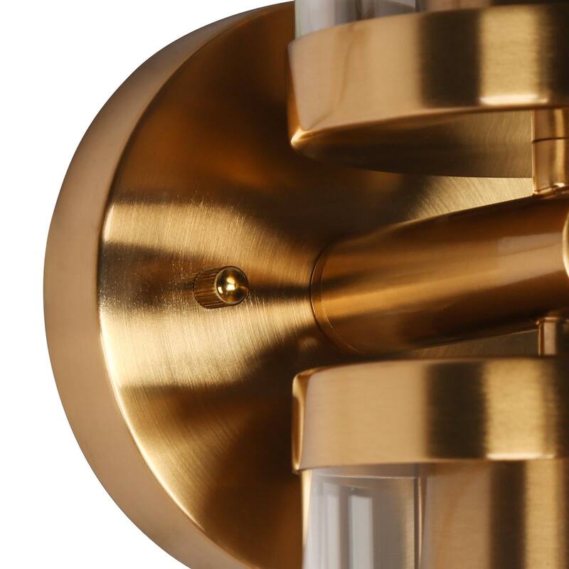 Mid-century Modern Glam 2-Light Reversible Cylinder Clear Glass Bathroom Sconce Lights - 13.8'' H x 4.7'' W x 5.5'' D