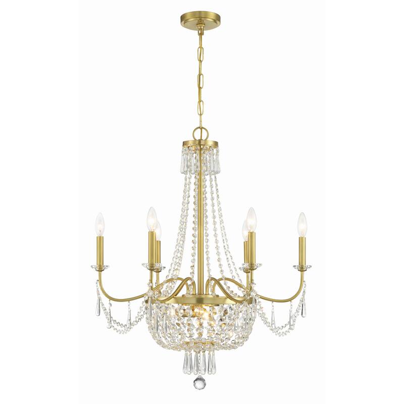 Haywood 9 Light Aged Brass Chandelier - 28"W x 32"H x 28"D