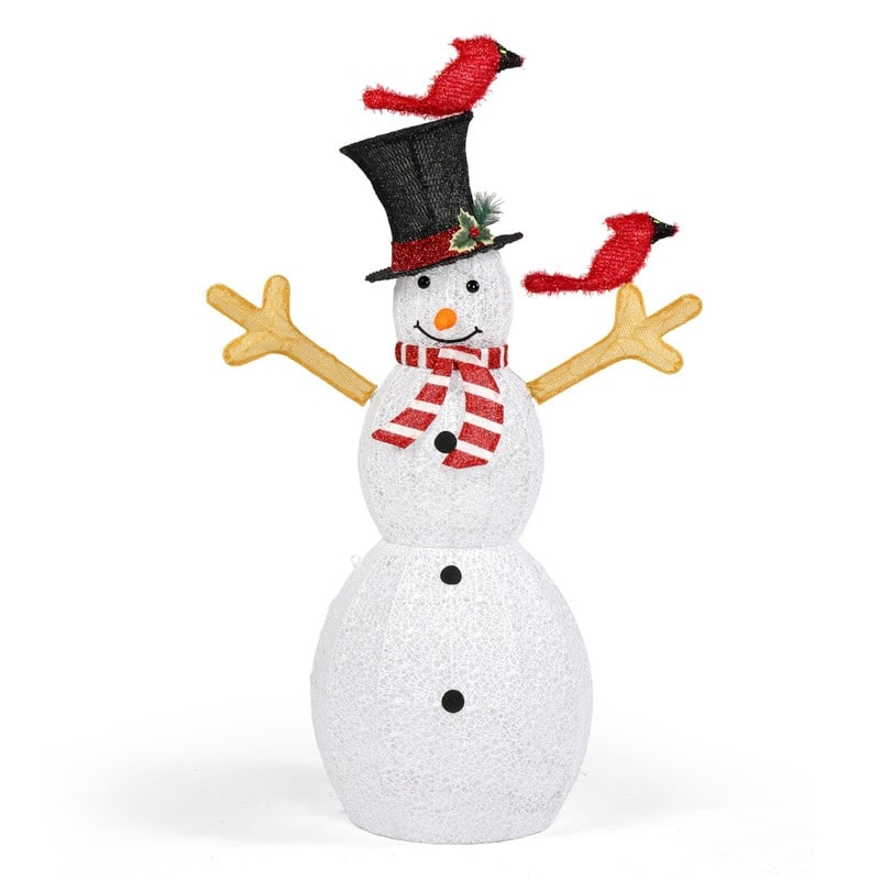 5FT Christmas Snowman Yard Decoration with 120 Warm White LED Lights - N/A