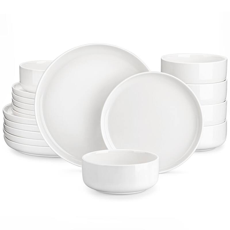 MALACASA LUNA 18-Piece Porcelain Dinnerware Set (Service for 6) - White