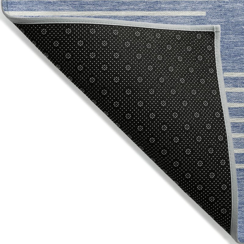 Machine Washable Indoor/ Outdoor Modern Stripe Chantille Rug