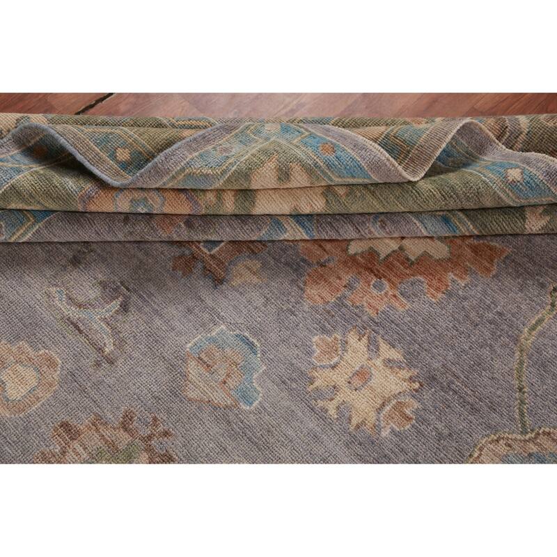 Hand Knotted Oriental 100% Wool Carpet Transitional All-Over Purples Oushak Area Rug - 9' 10'' X 8' 0''