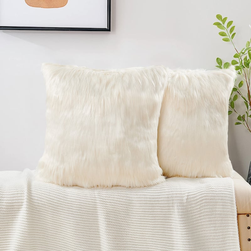 Chevron Shaggy Lamb FauxFur Pillow Cover (Set of 2), NO INSERT