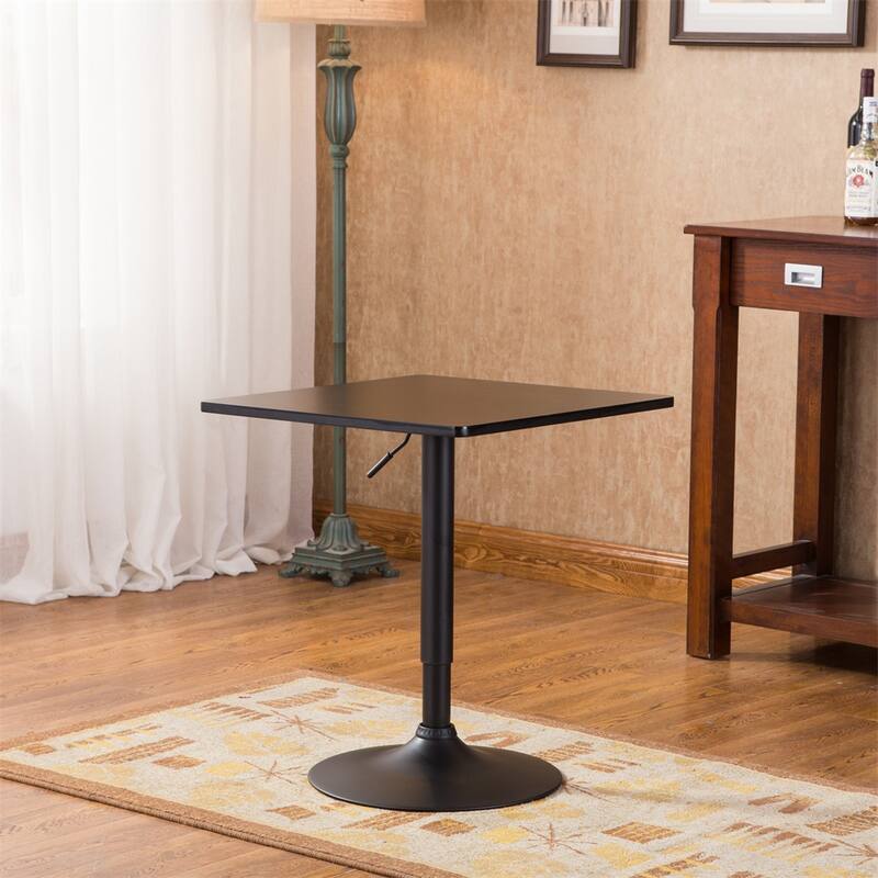 Black Square Top Adjustable Height with Leg And Base Metal Bar Table