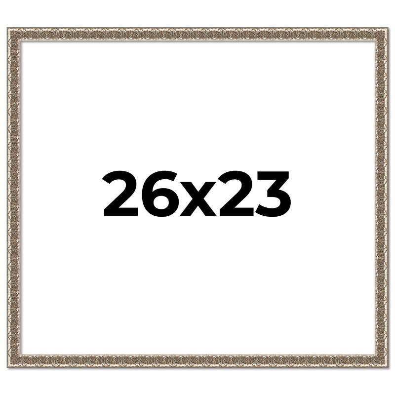 26x23 Frame Silver Versailles Ornate Solid Wood Picture Frame | 1 Inch