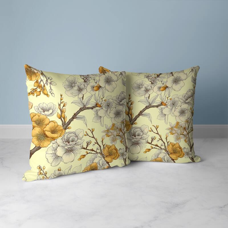 Petal Poetry Faux Suede Reversible Throw Pillow Yellow and Orange
