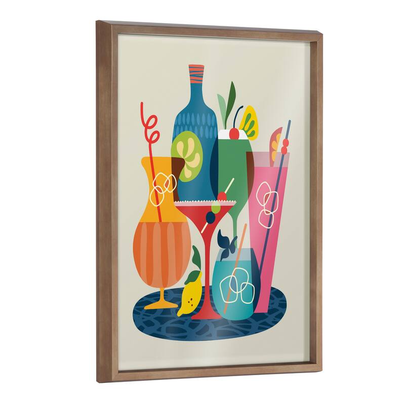 Kate and Laurel Blake Mid Century Modern Cocktails Framed Printed Glass by Rachel Lee of My Dream Wall - 18x24 - Gold