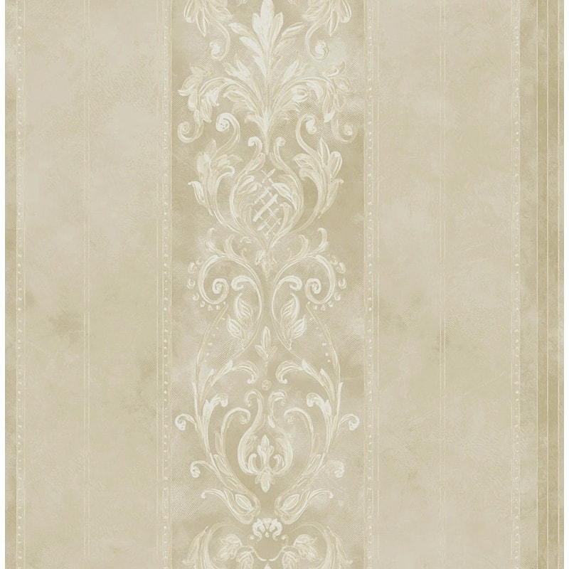 Seabrook Designs Capriana Scroll Stripe Unpasted Wallpaper