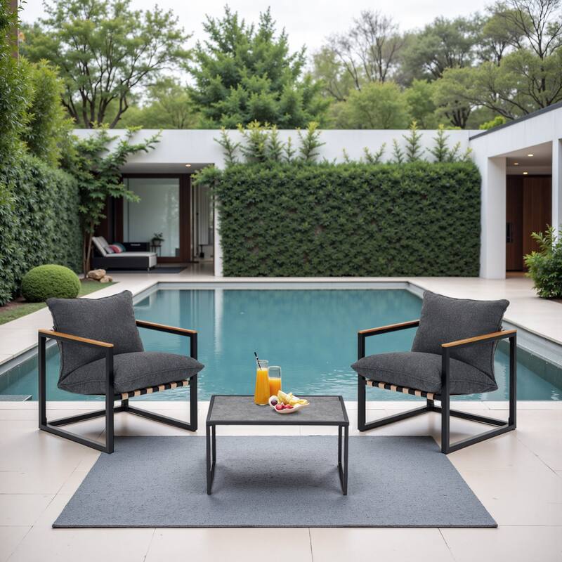 Outdoor Patio Conversation Set with Coffee Table - 3-Piece