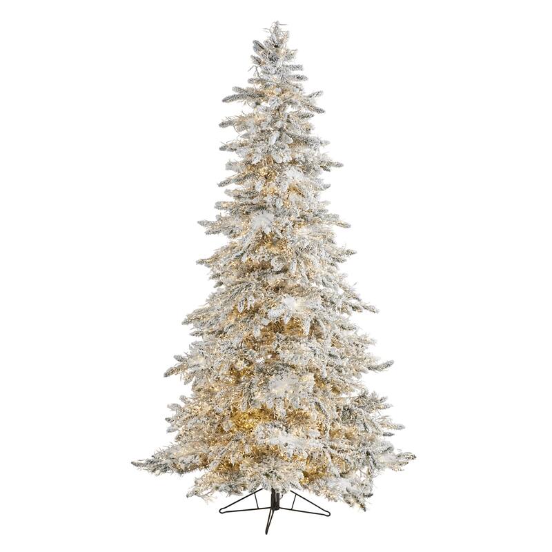 7.5' Multifunction Flocked Northern Fir Artificial Tree White LED - 7.5 Foot
