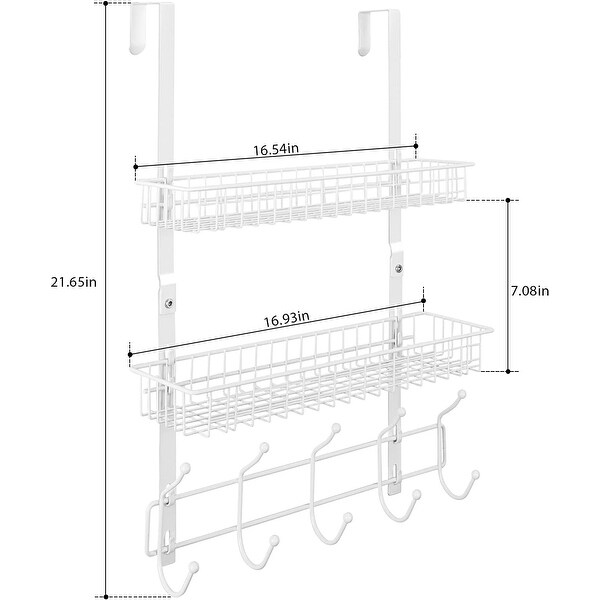 Over The Door Hanger with 2 Mesh Baskets 5 Hooks - Bed Bath