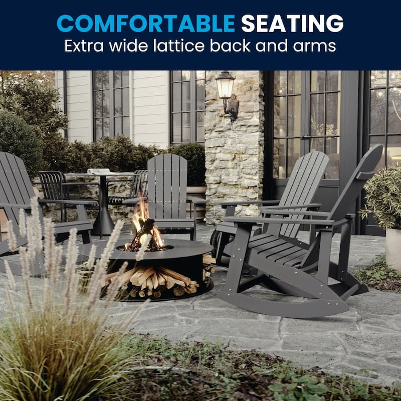 All Weather Polyresin Wood Rocking Adirondack Chair