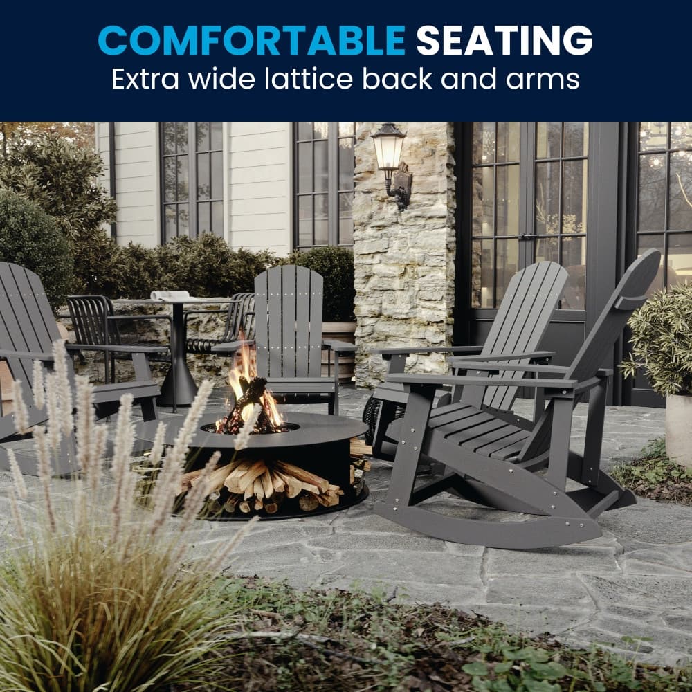 All Weather Polyresin Wood Rocking Adirondack Chair