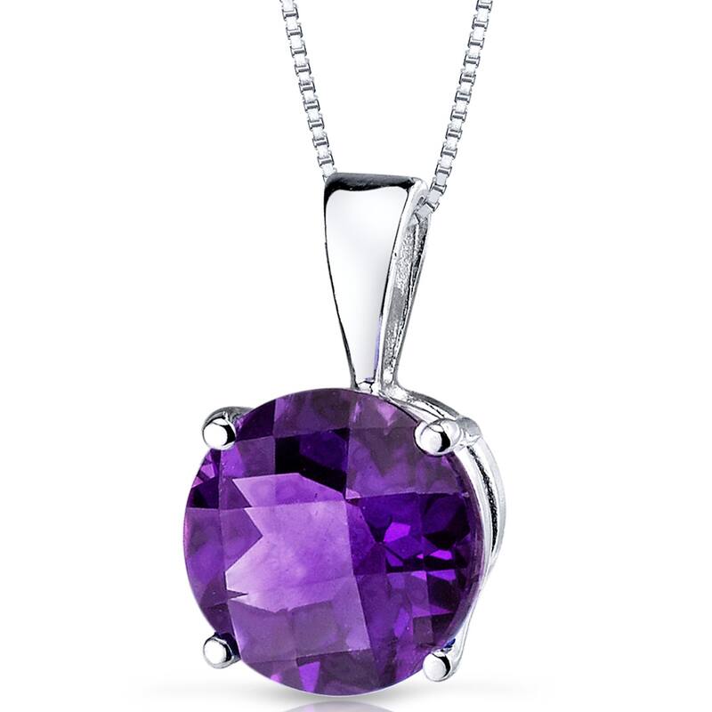 14k White Gold 1.7 ct Amethyst Pendant Necklace