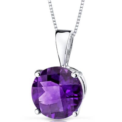 14k White Gold 1.7 ct Amethyst Pendant Necklace