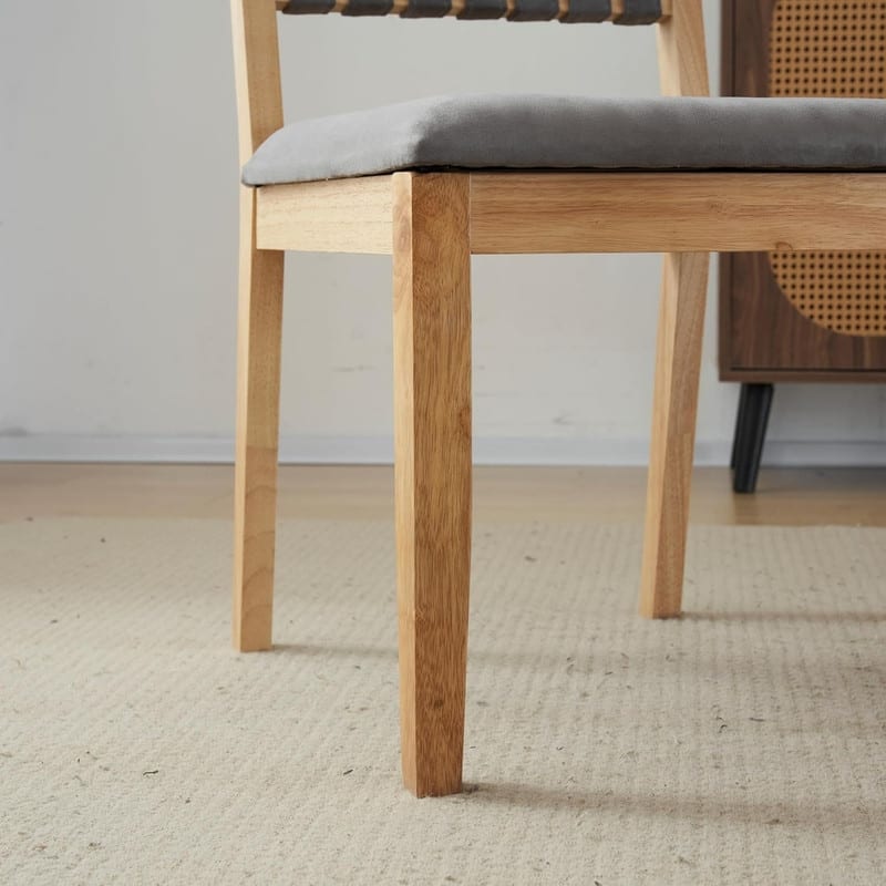 Mid Century Modern Wooden Dining Chairs Set of 2