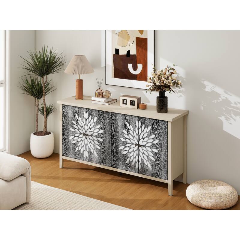 Wood Grain Storage Cabinet with Adjustable Shelves