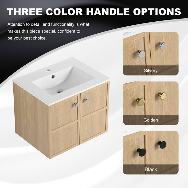 GDFStudio - Cairo Modern Wall-Mounted Bathroom Vanity Set with Scratch-Resistant Resin Sink & Soft Close Doors