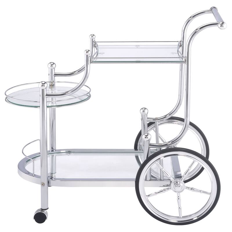 Sarandon Chrome 3-tier Glass Shelf Metal Bar Cart