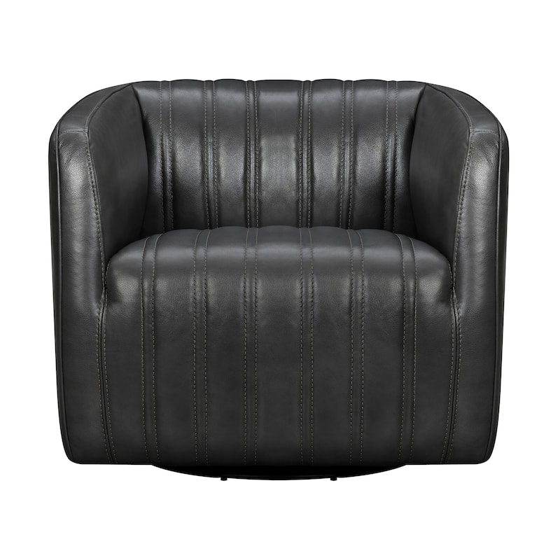 Aries Leather Upholstered Swivel Barrel Chair Living Room Arm Chair