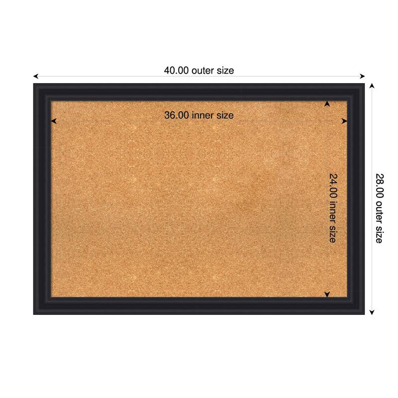 Dalat Black Framed Cork Board - Bulletin Board, Organization Board, Pin Board - Natural - 40 x 28 in