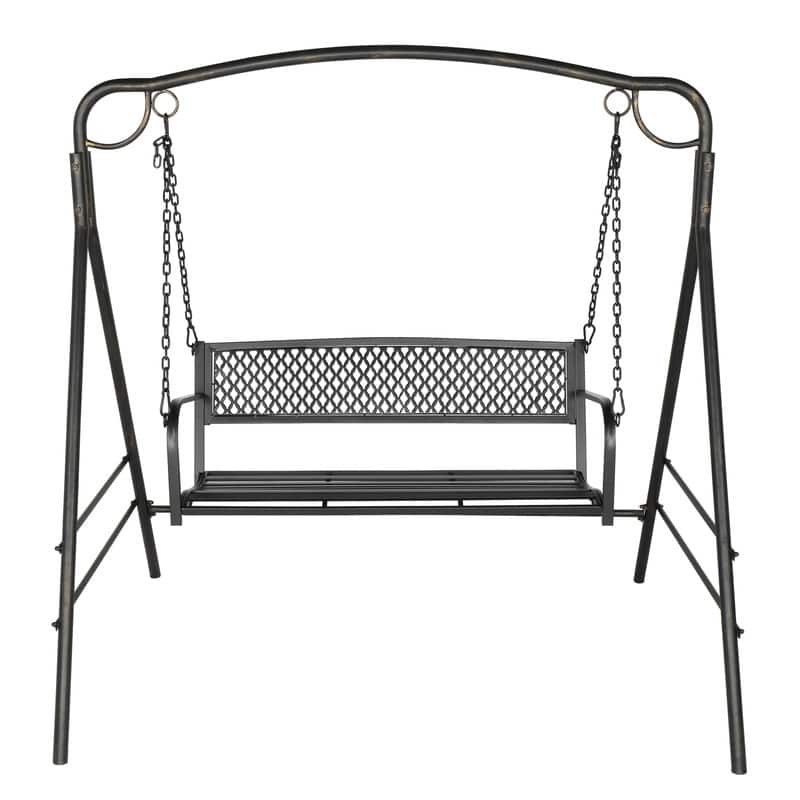 2-person Outdoor Metal Hanging Porch Swing - Lattice Pattern