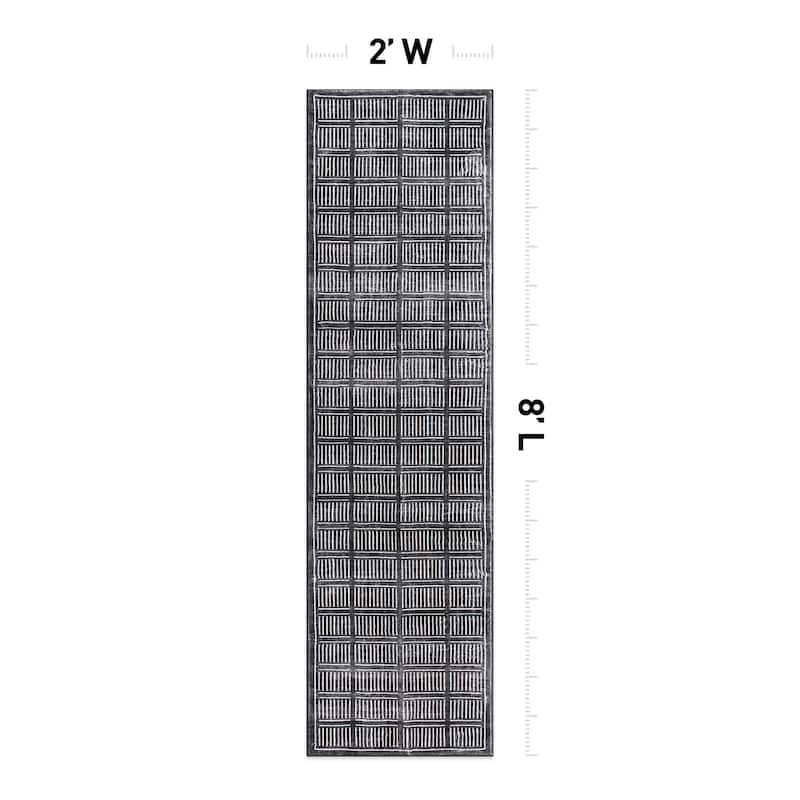 World Rug Gallery Bohemian Stripe Lines Washable Non Slip Area Rug