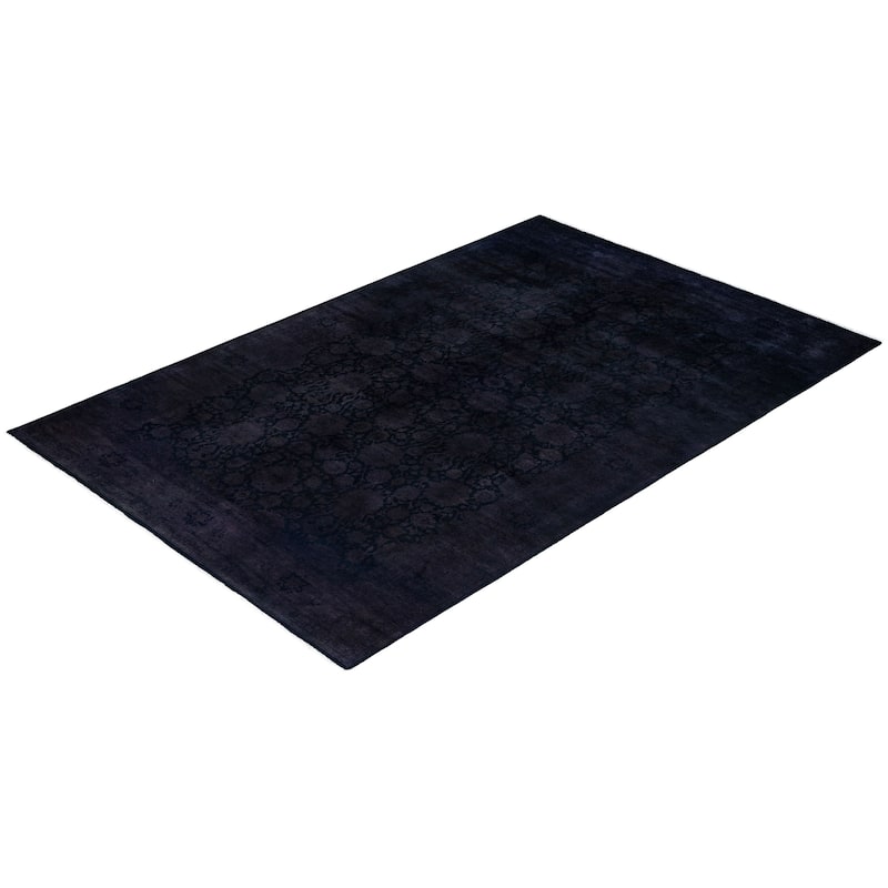 Fine Vibrance One-of-a-Kind Hand-Knotted Area Rug - Black, 6' 1" x 9' 3" - 6' 1" x 9' 3"