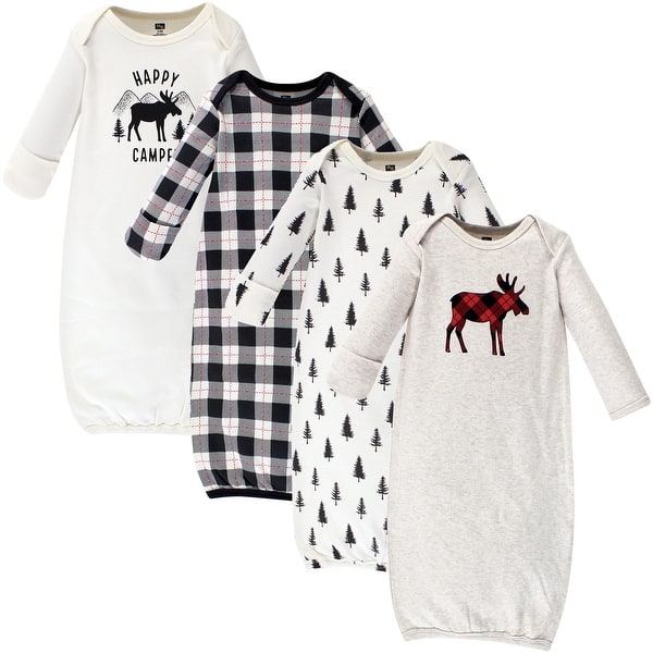 slide 1 of 1, Hudson Baby Infant Unisex Cotton Gowns, Moose, 0-6 Months - Moose 0-6 Months - Moose