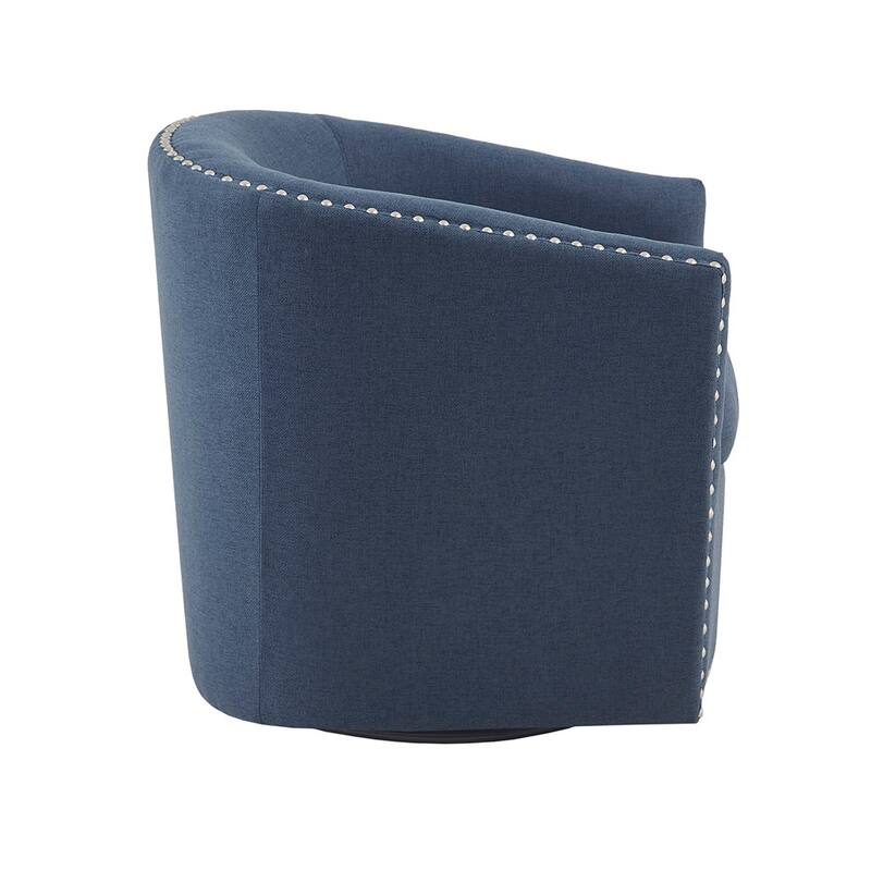 Swivel Nail Accent Chair, Barrel Swivel chair, Black Metal Base