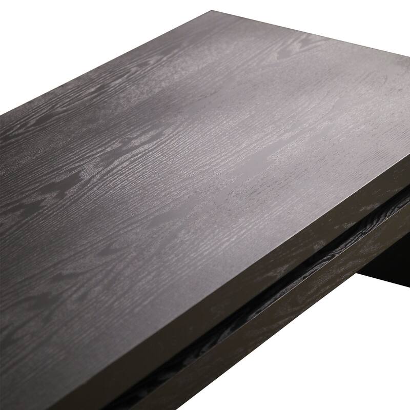 47.6" Modern Black Coffee Table, Rectangle 2-Tier Storage with Wood Grain for Living Room & Home Office