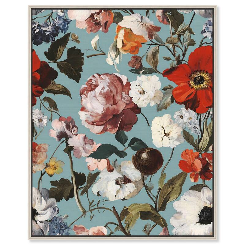 Floral Tapestry I Canvas by Art Remedy - Silver - 30" x 36"