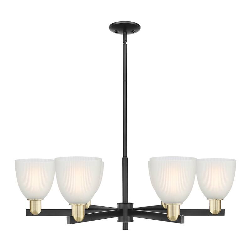 Innovations Lighting Endless Possibilities Arcadia - Castile - 6 Light 36" Stem Hung Chandelier - Black Antique Brass/White