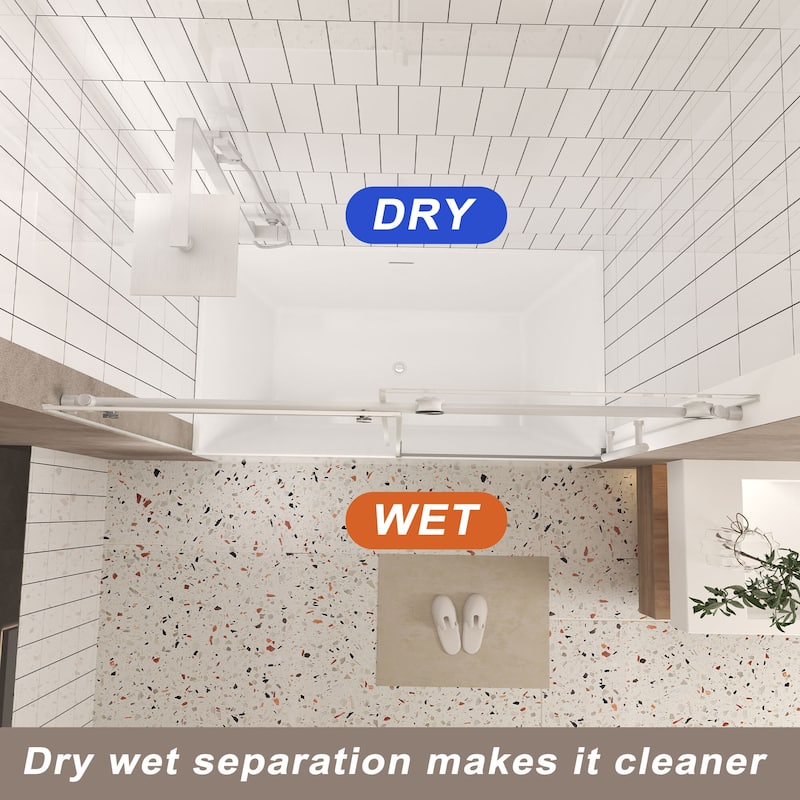 60 "W x 60" H Frameless Shower Door with Stainless Steel Handle - 60'' x 0.31'' x 60''