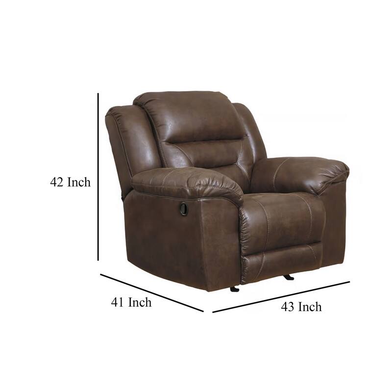 Aky Manual Rocker Recliner Chair, Smooth Chocolate Brown Faux Leather