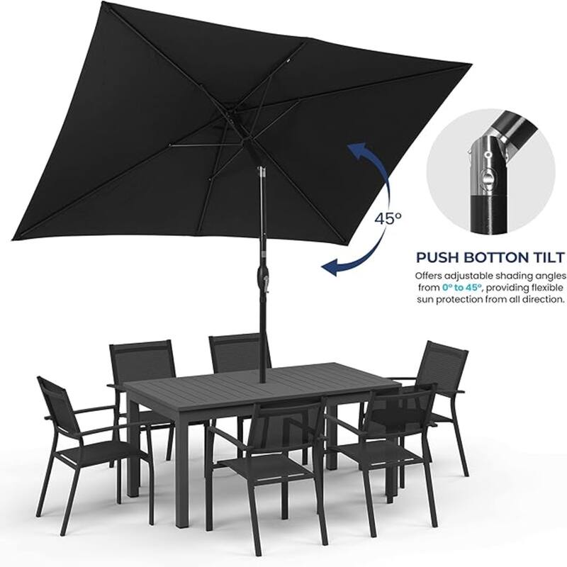 crank handle 3 4 inch patio umbrella Outdoor Heavy Duty Market Umbrella with Crank Handle and 8 Sturdy Ribs-Beige