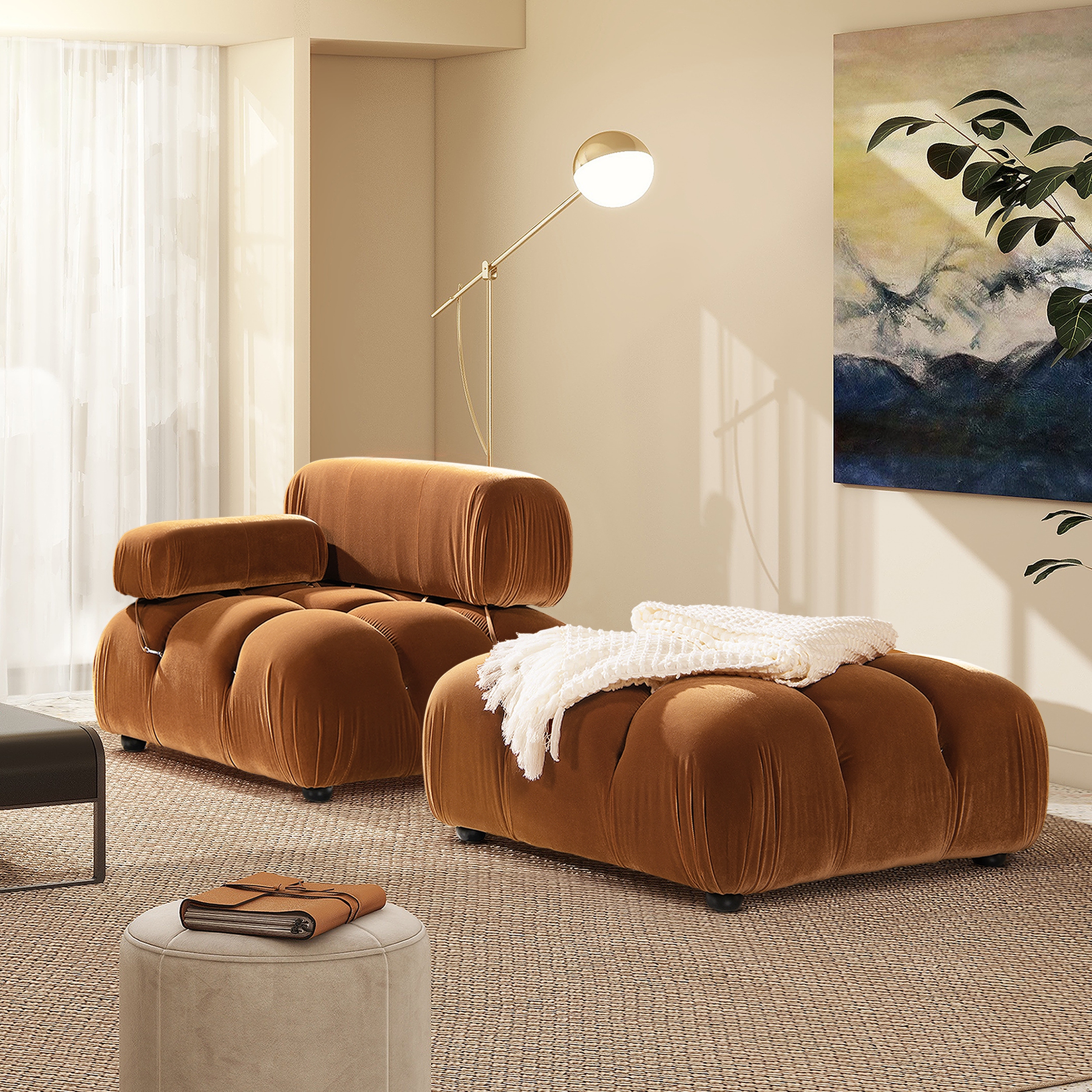 Mid century cocktail ottoman discount