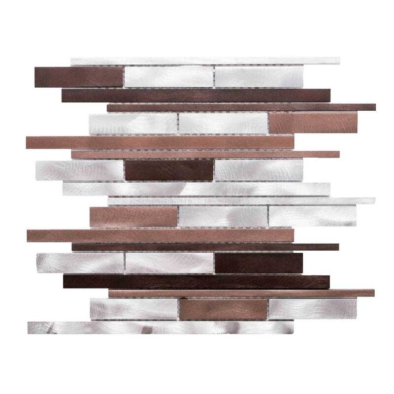 The Tile Life Mason 1x3 Noce Metal Backsplash Wall Tile
