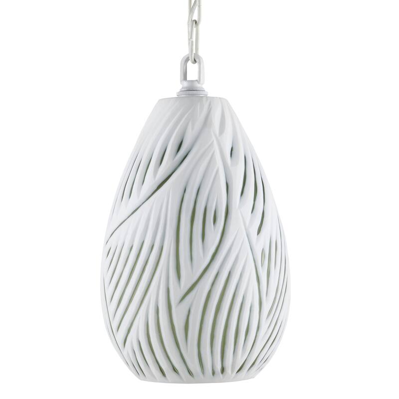 Currey & Company Midori White Pendant - 15"h x 7"dia