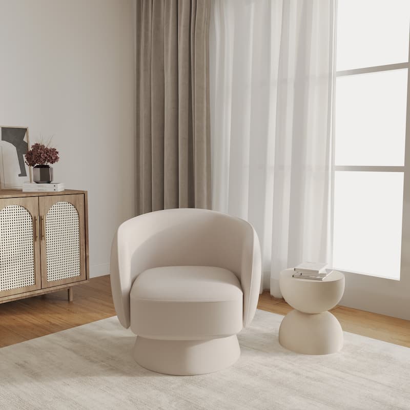 Raze 31" Swivel Accent Armchair Upholstered in Boucle/Velvet/Linen Fabric with Plush Cushioning and Solid Wood Support